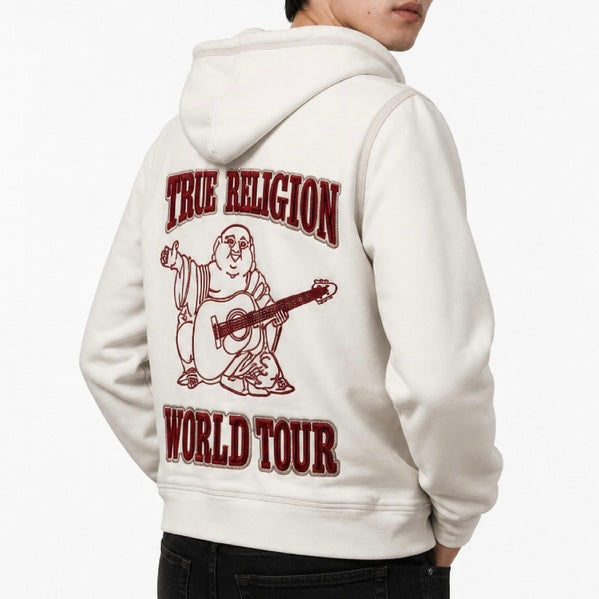 Hoodie True Religion Buddha BLANCA CON ROJO