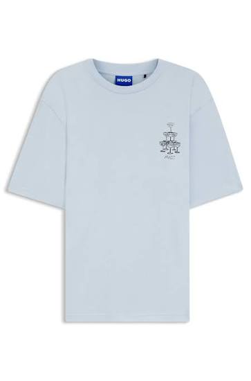 Camiseta de punto de algodón con ilustración estampada