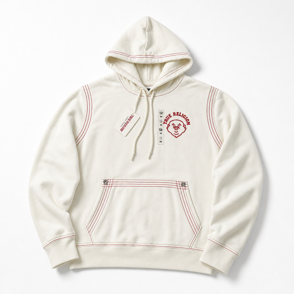 Hoodie True Religion Buddha BLANCA CON ROJO