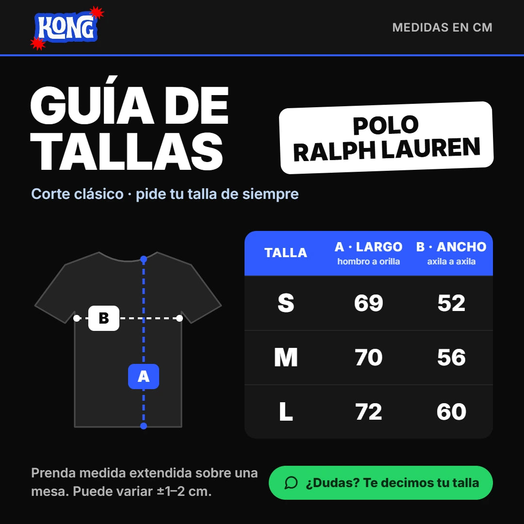 Guía de tallas Polo Ralph Lauren KONG
