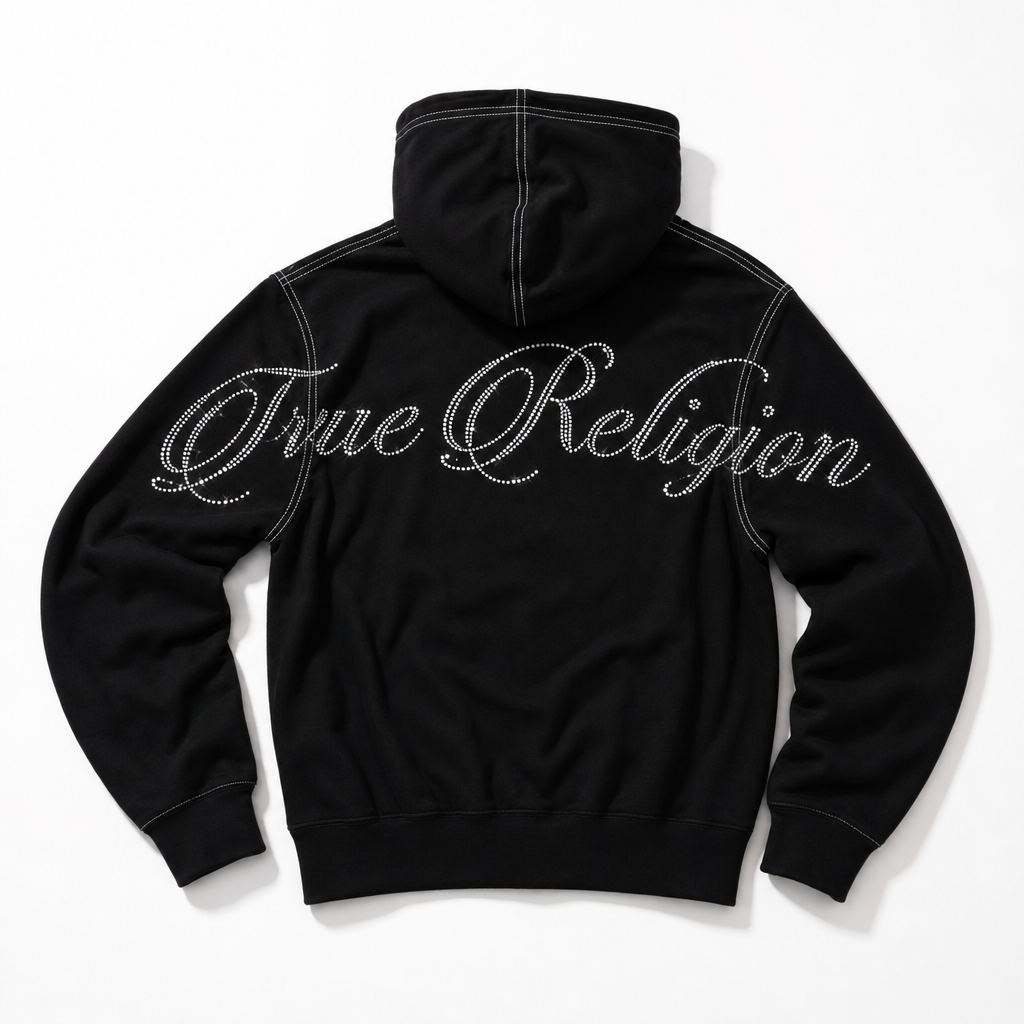 True Religion Zip Up Hoodie crystals