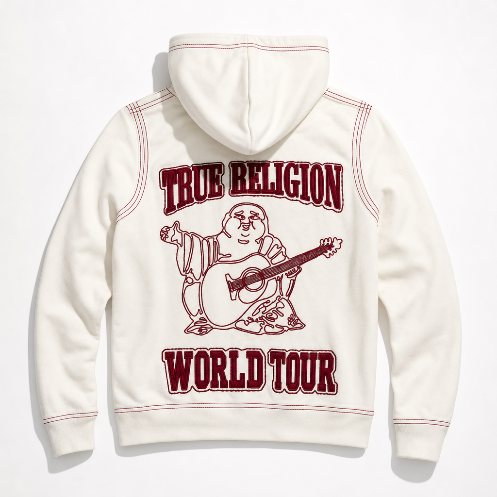 Hoodie True Religion Buddha BLANCA CON ROJO